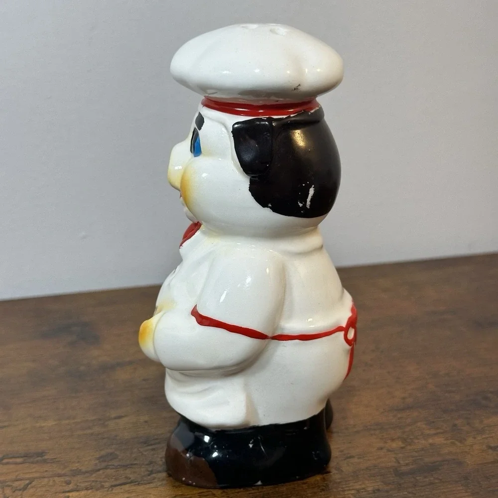 Porky Pig Chef Salt & Pepper Shakers 1950s American Bisque WB Pottery Vtg